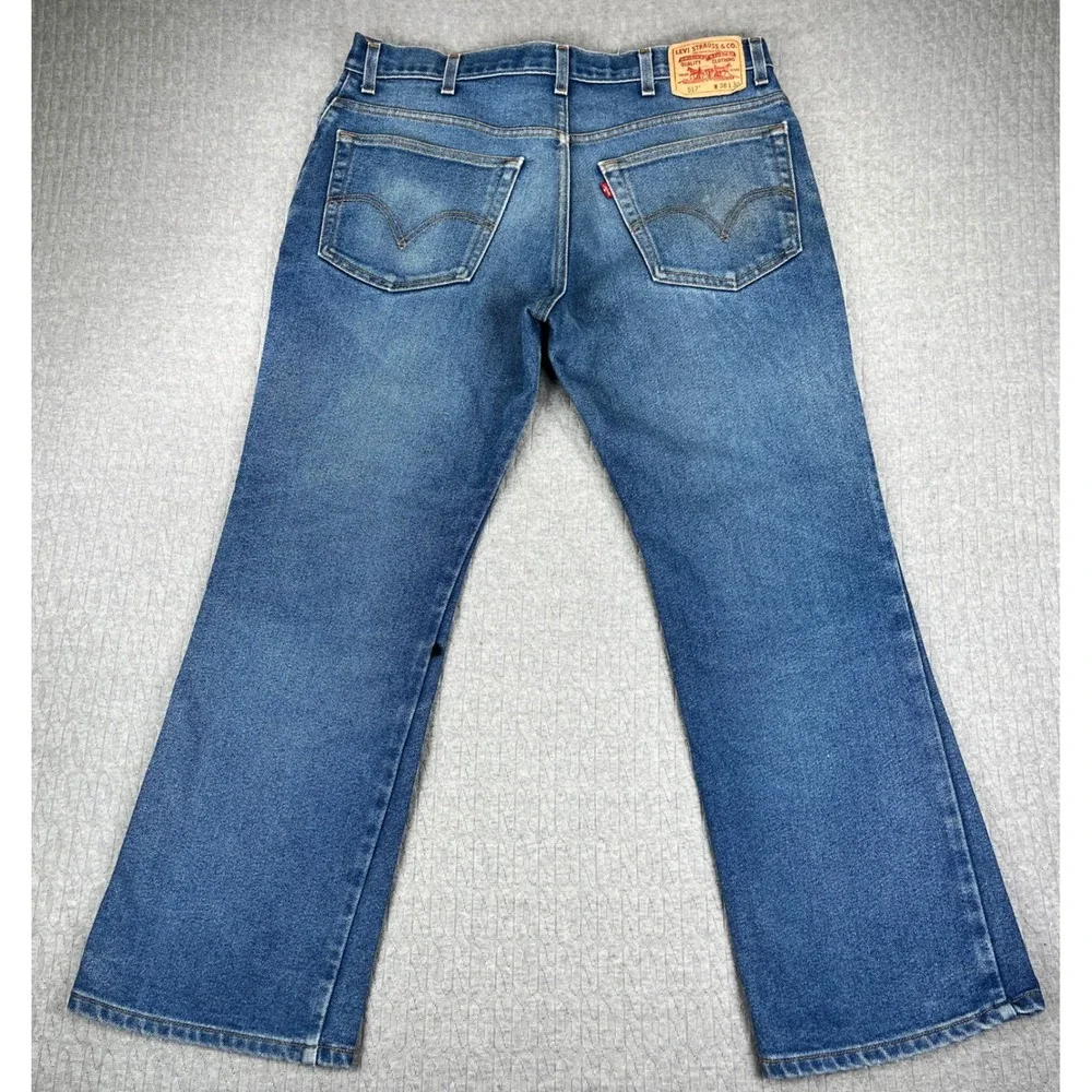 Vintage Levi's 517 Bootcut Jeans Mens 38x30 Fits 34X29 Blue Classic Fit Workwear